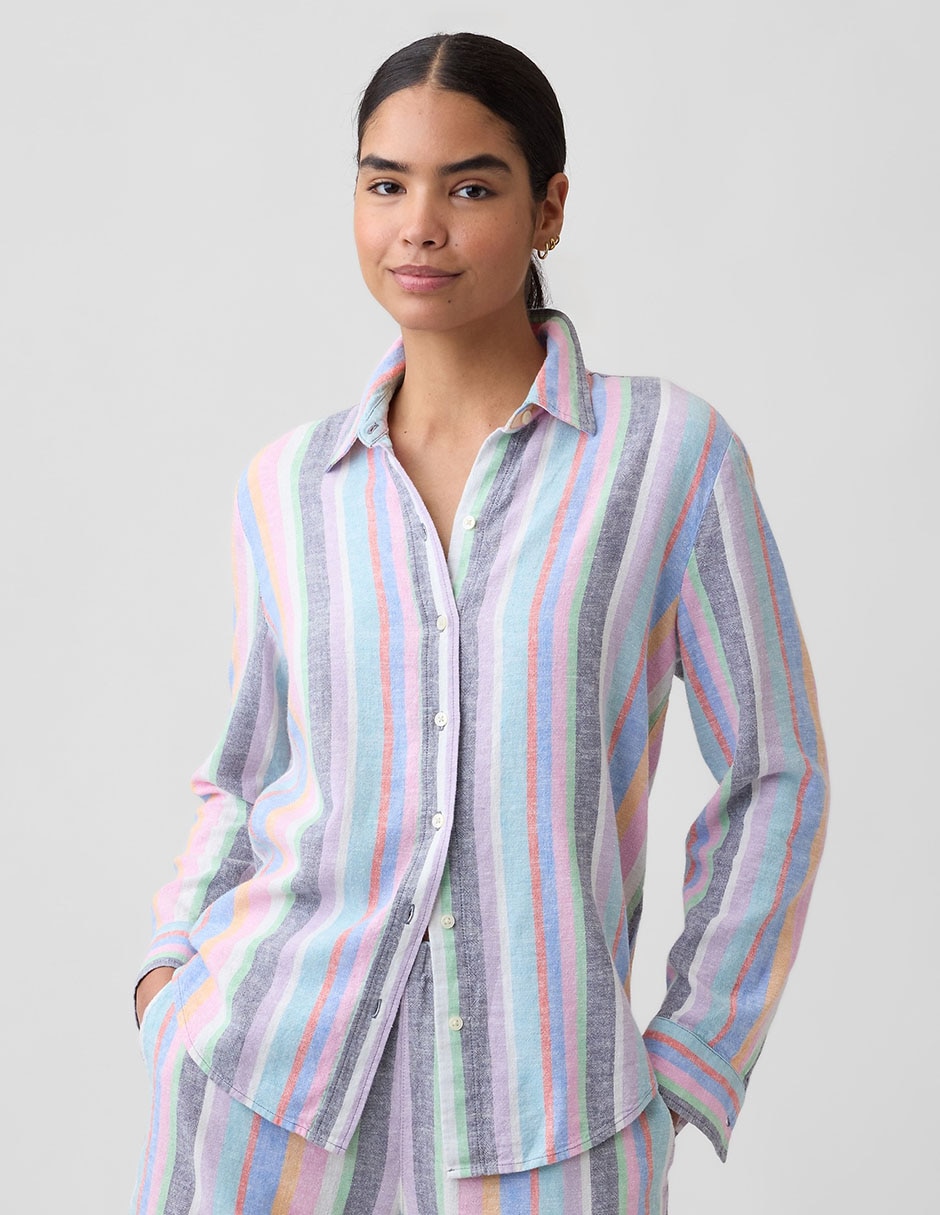Camisa de algodón manga larga para mujer