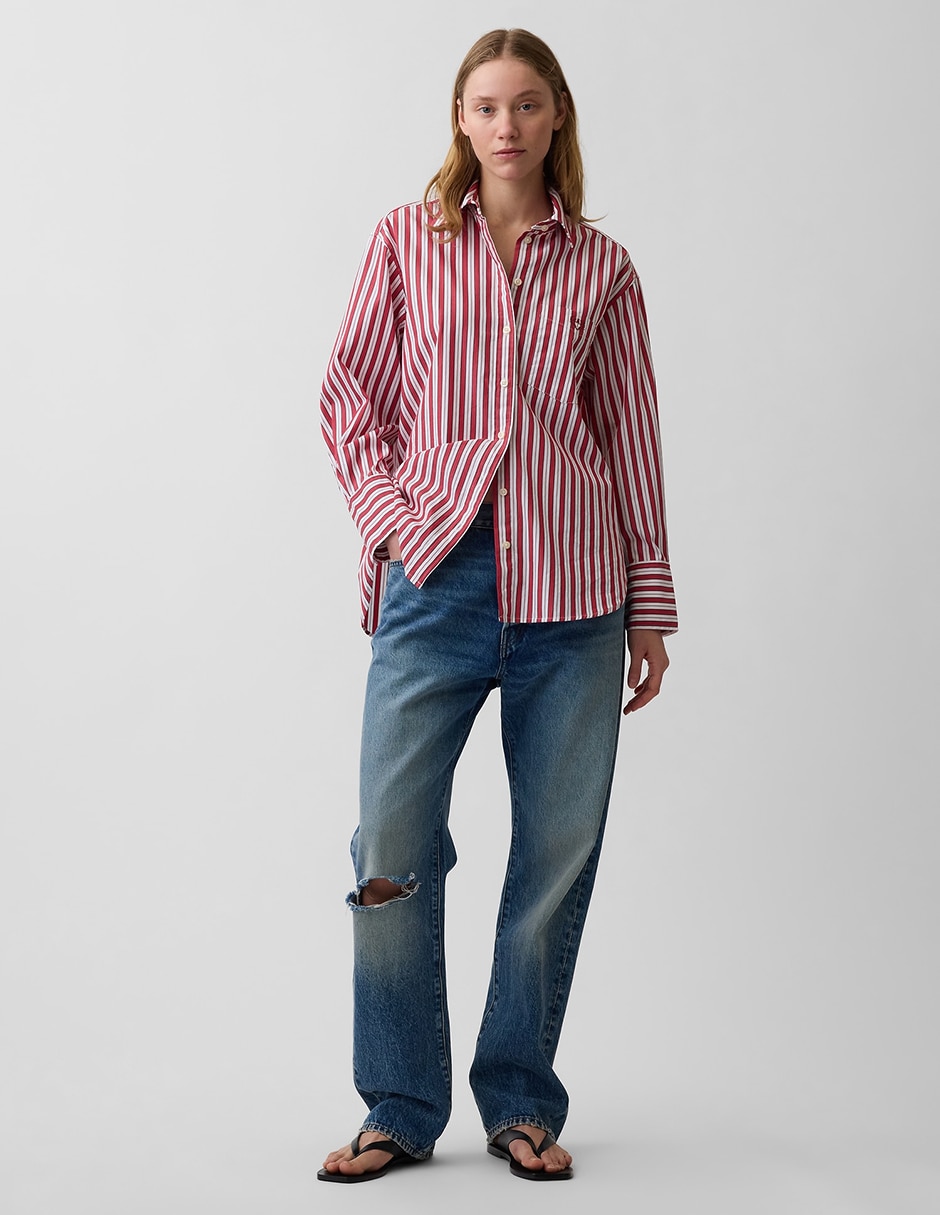 Camisa de algodón manga larga para mujer