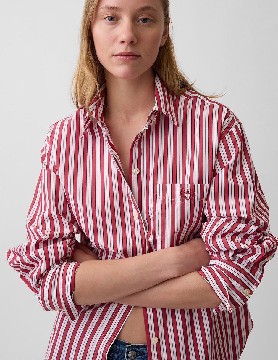 Camisa de algodón manga larga para mujer