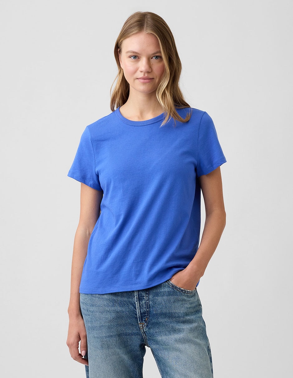 Playera manga corta cuello redondo para mujer