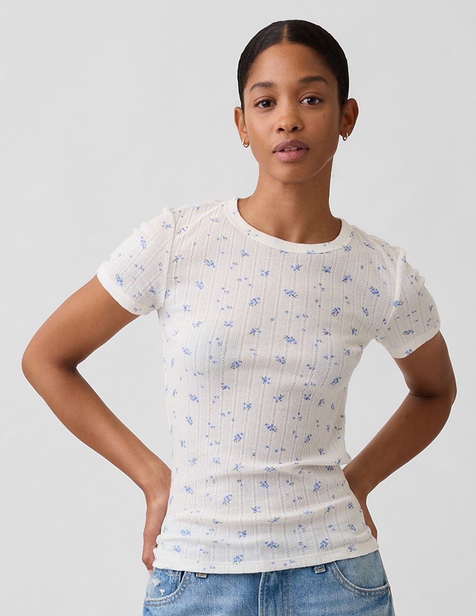 Playera manga corta cuello redondo para mujer