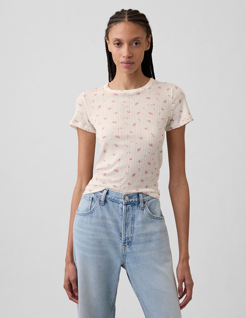 Playera manga corta cuello redondo para mujer