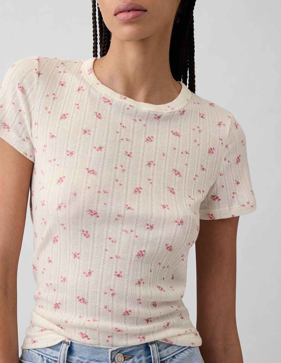 Playera manga corta cuello redondo para mujer