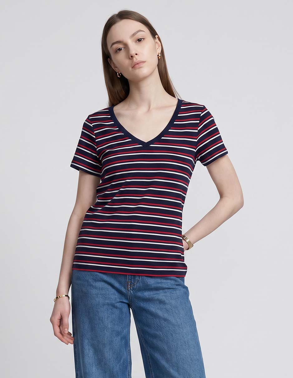 Playera manga corta cuello v para mujer Playera manga corta cuello v para mujer