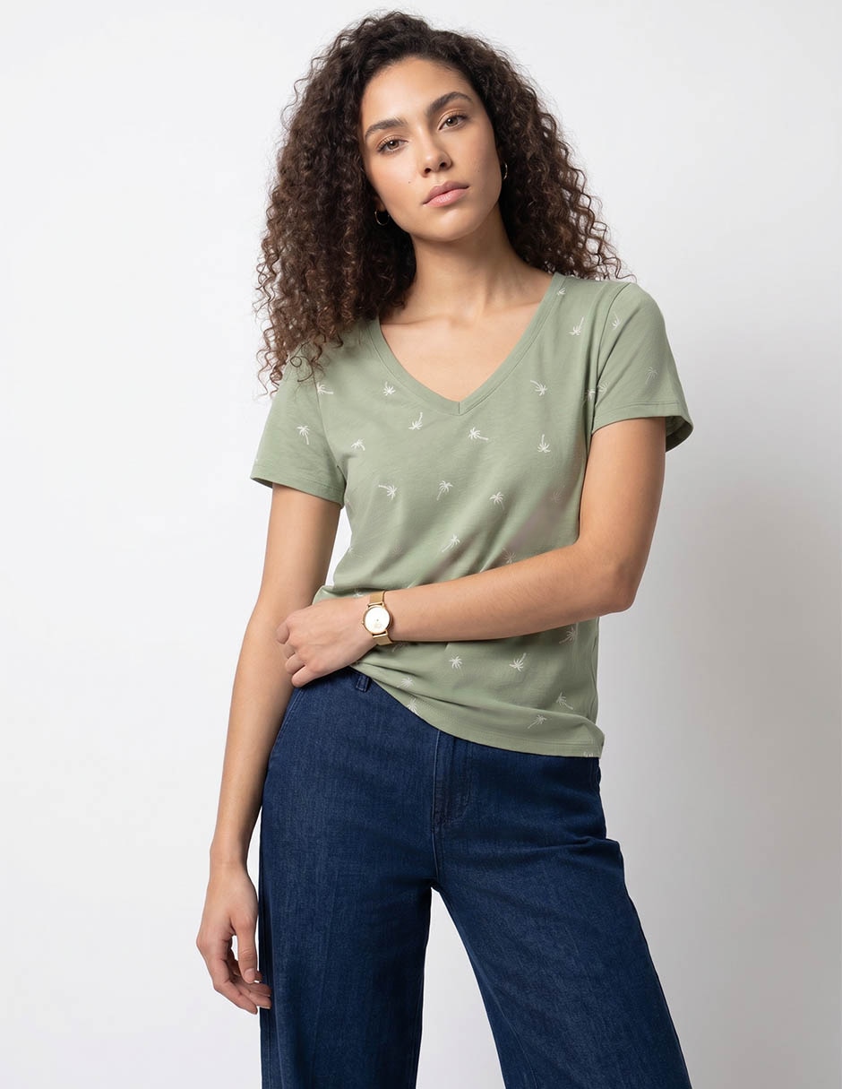 Playera manga corta cuello v para mujer Playera manga corta cuello v para mujer