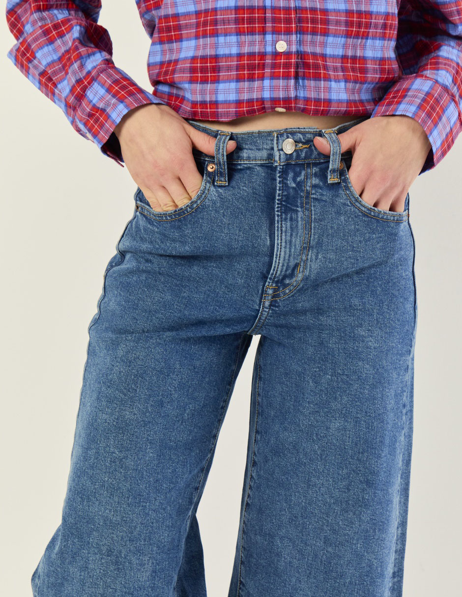 Jeans coulotte wide leg wide leg para mujer