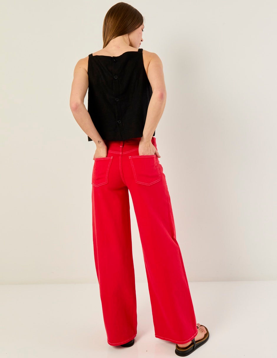 Jeans flare corte cintura para mujer