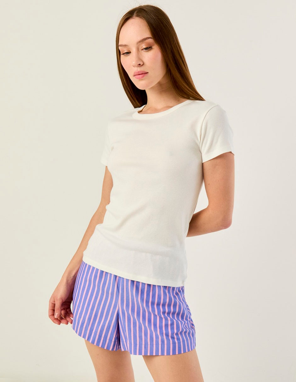 Playera manga corta cuello redondo para mujer