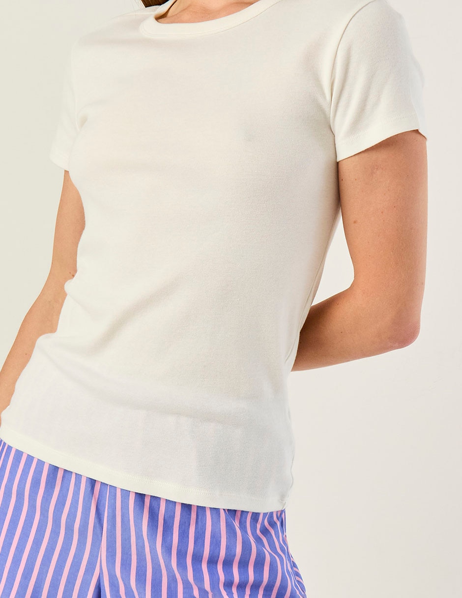 Playera manga corta cuello redondo para mujer