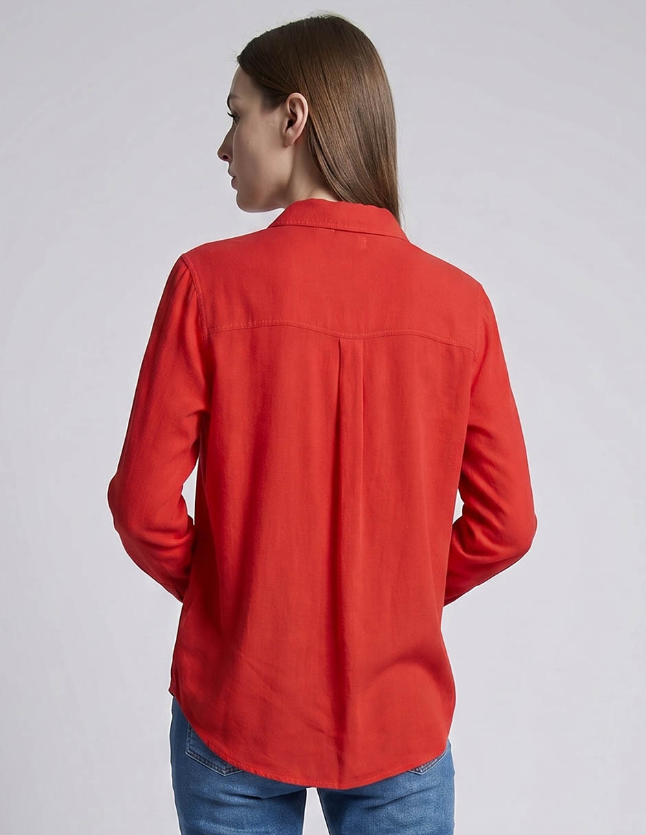 Camisa de lino manga larga para mujer