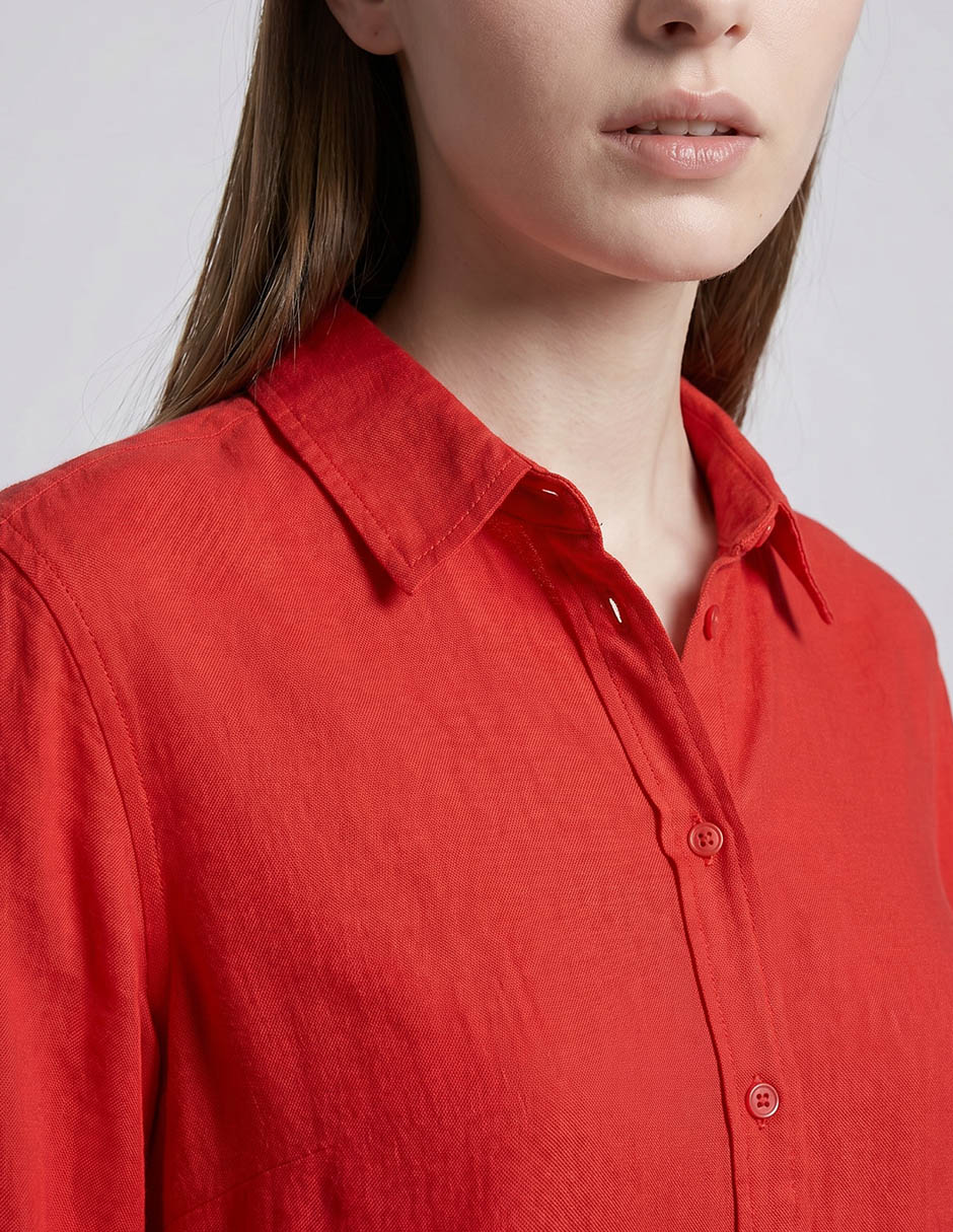 Camisa de lino manga larga para mujer