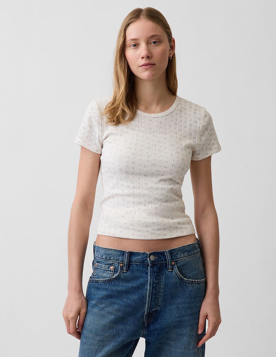 Playera manga corta cuello redondo para mujer