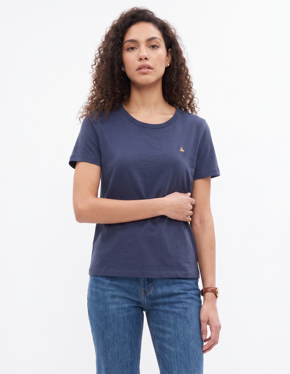 Playera manga corta cuello redondo para mujer