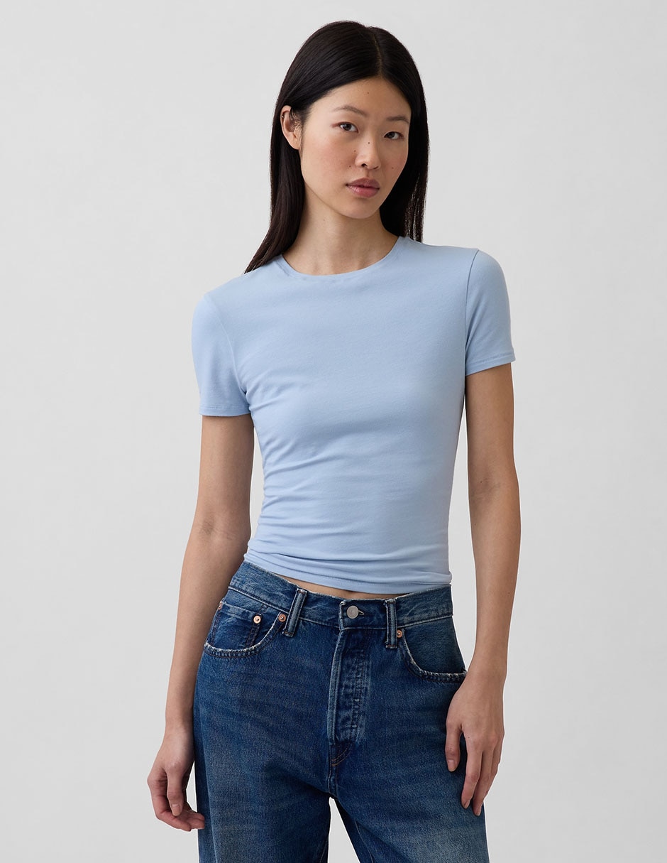 Playera manga corta cuello redondo para mujer