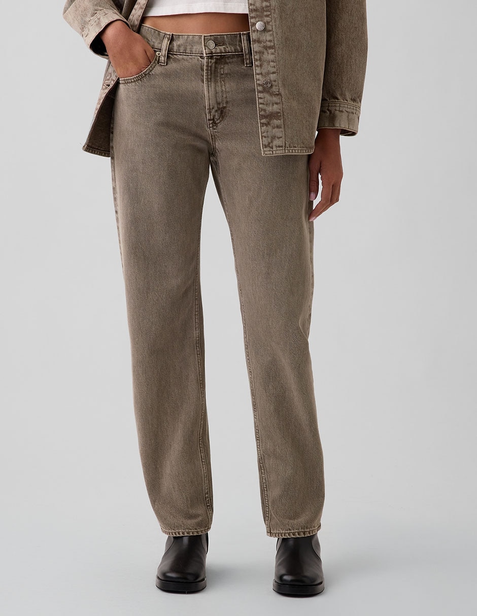 Jeans straight corte a la cintura para mujer 2