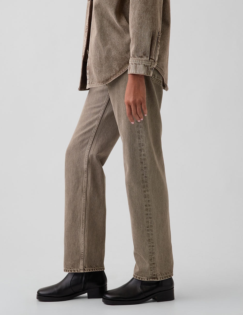 Jeans straight corte a la cintura para mujer 3