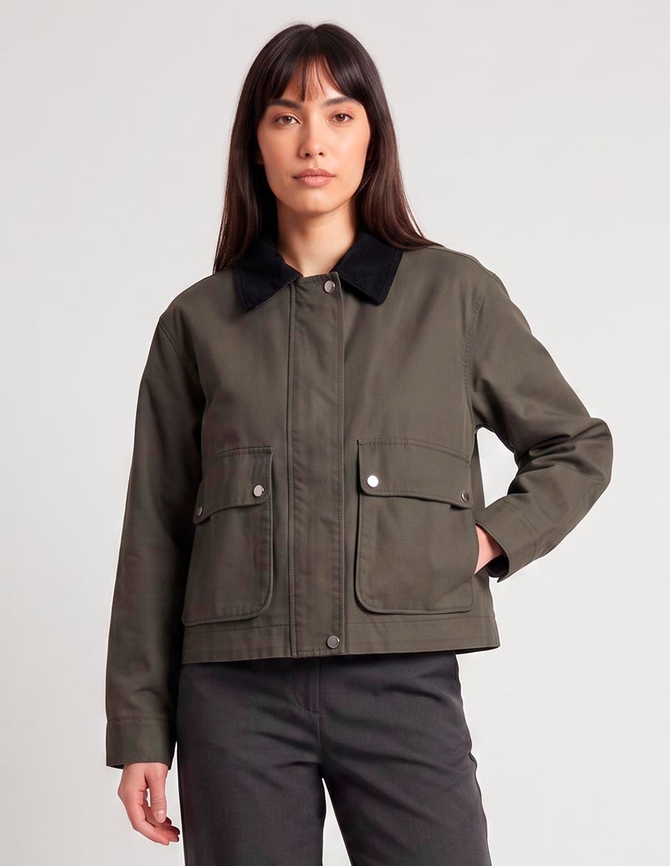 Chamarra casual de algodón para mujer
