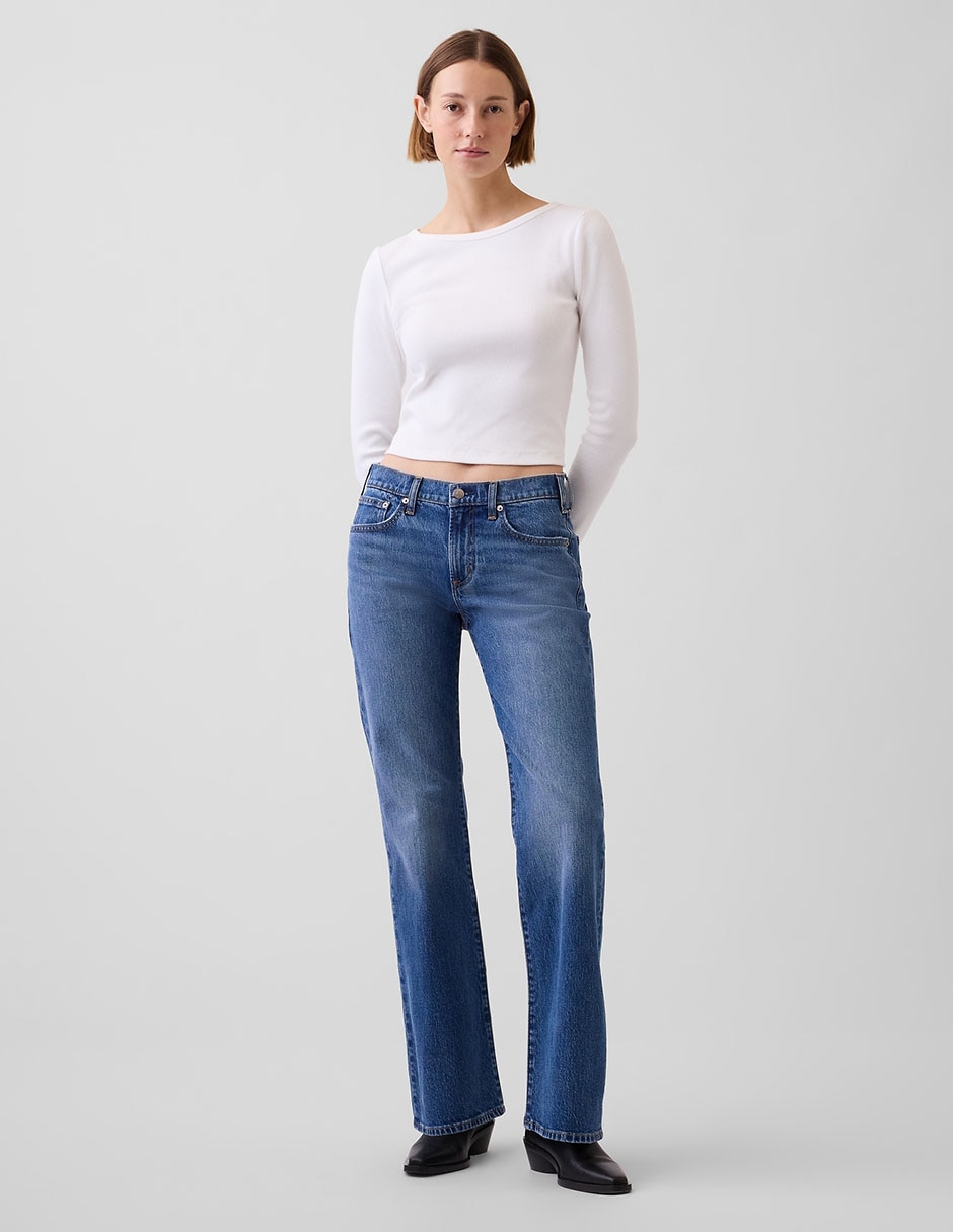 Jeans straight corte cintura baja para mujer