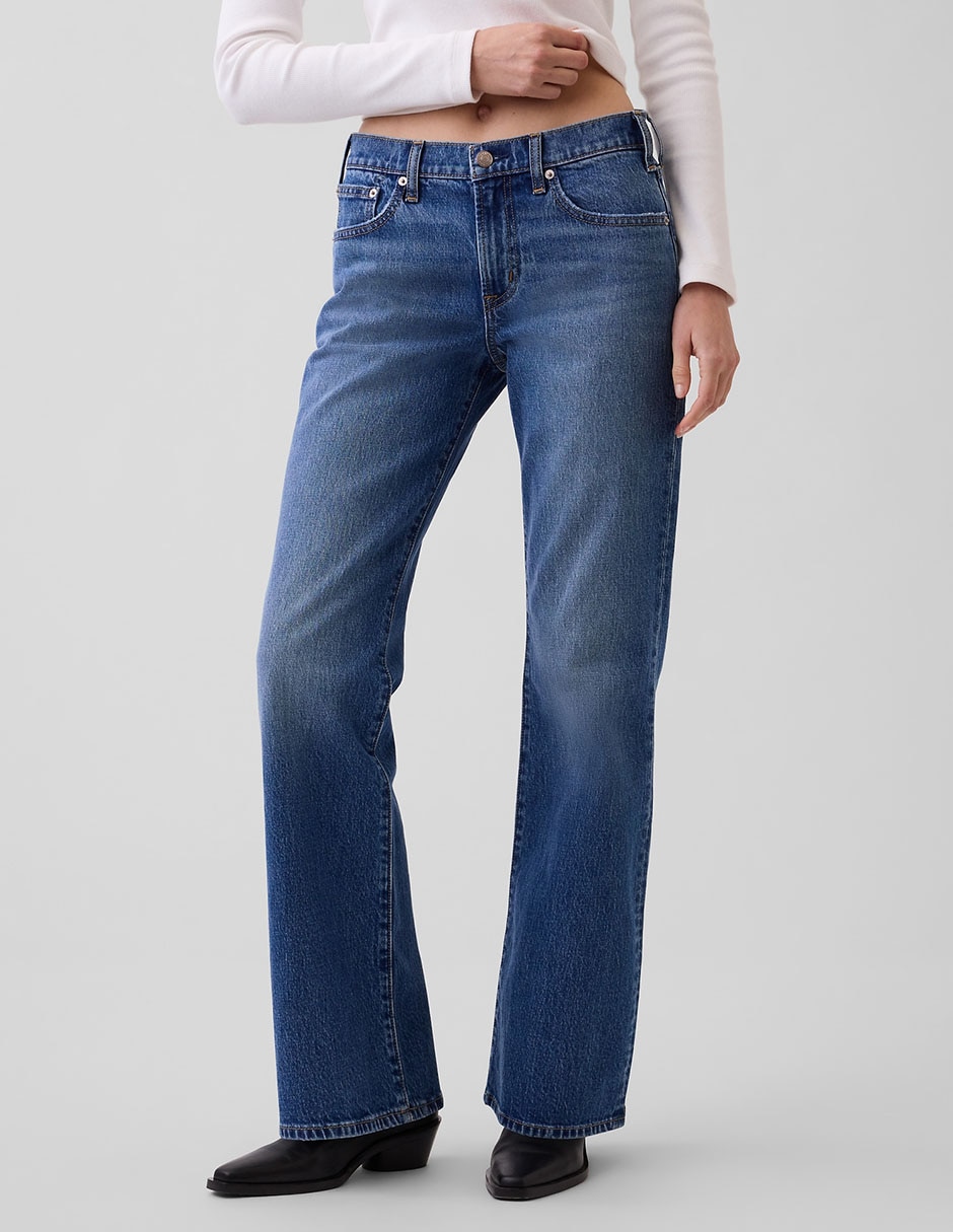 Jeans straight corte cintura baja para mujer 5