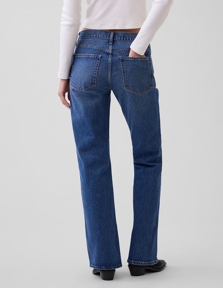 Jeans straight corte cintura baja para mujer 3