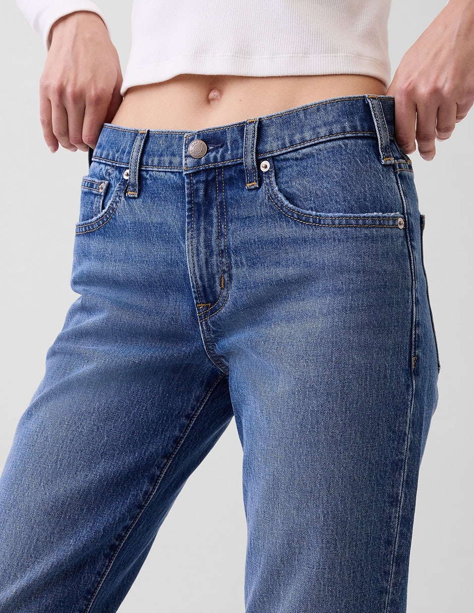 Jeans straight corte cintura baja para mujer 2