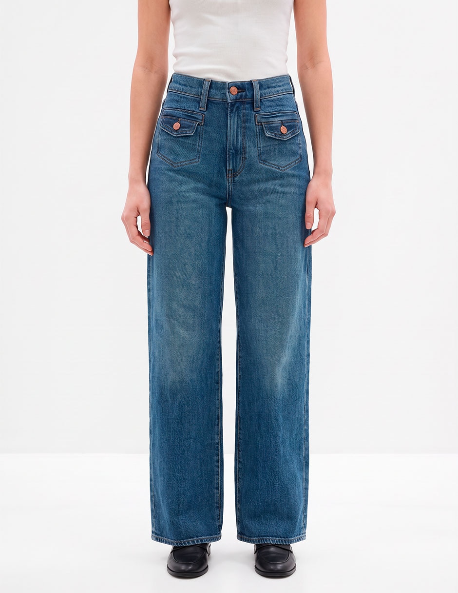 Jeans relajado corte cintura para mujer