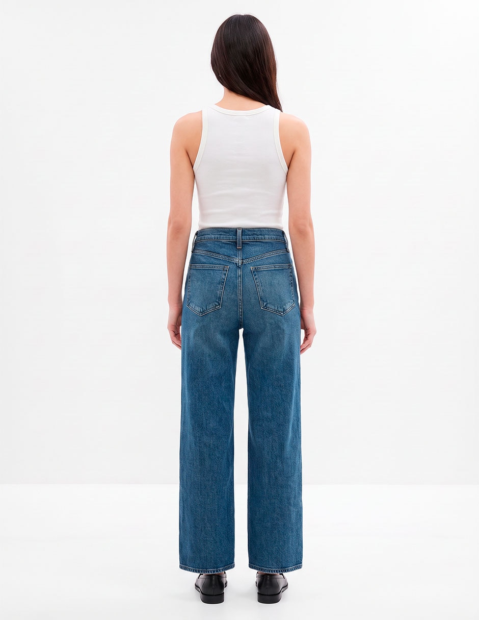 Jeans relajado corte cintura para mujer 4