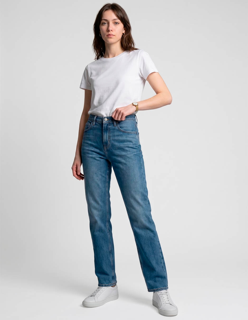 Jeans barrel corte cintura para mujer 3