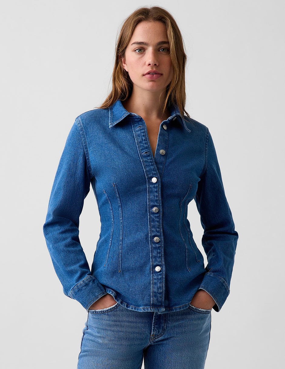 Camisa de algodón manga larga para mujer