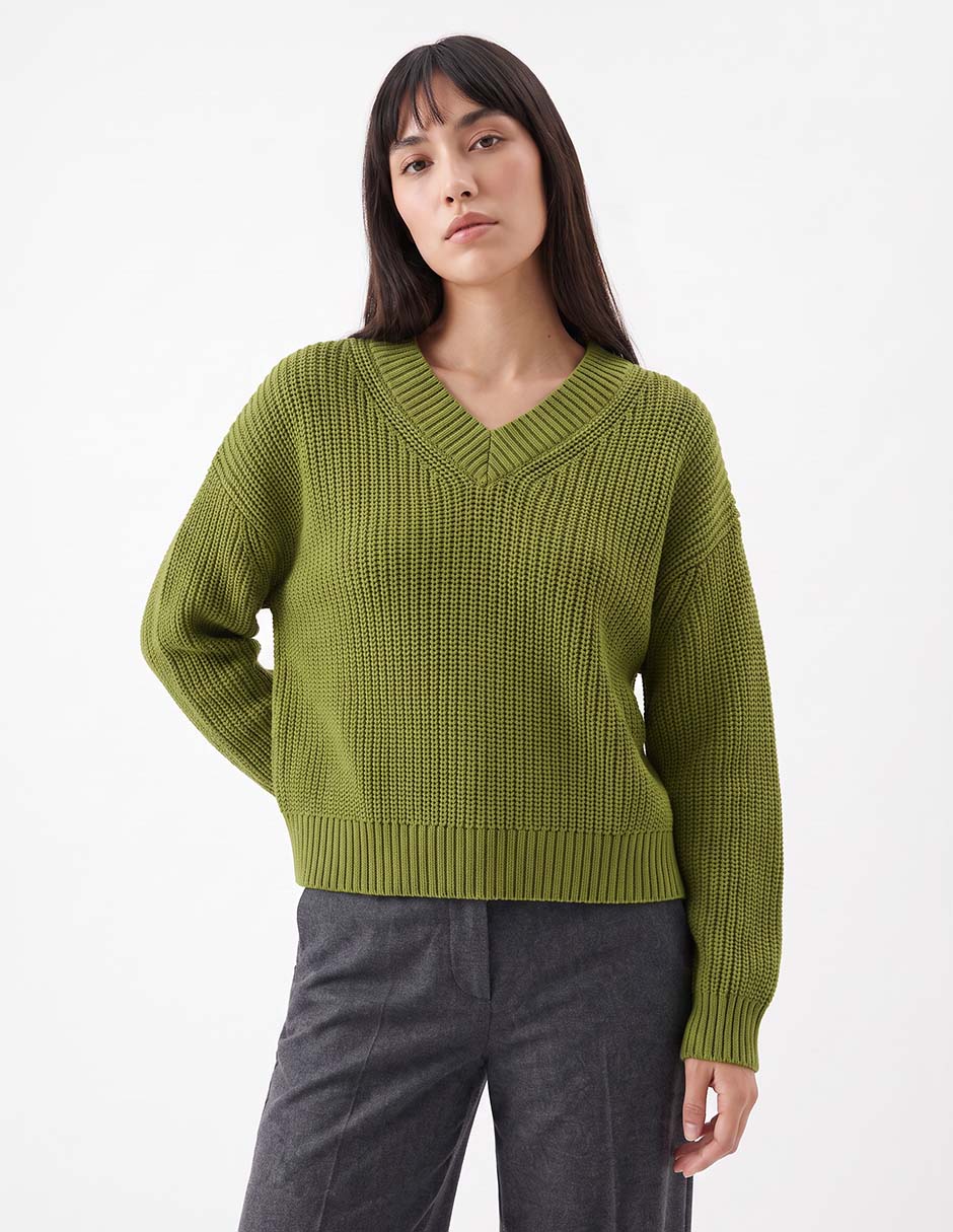 Suéter cuello v para mujer 1