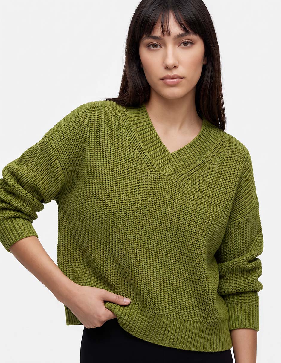 Suéter cuello v para mujer 2