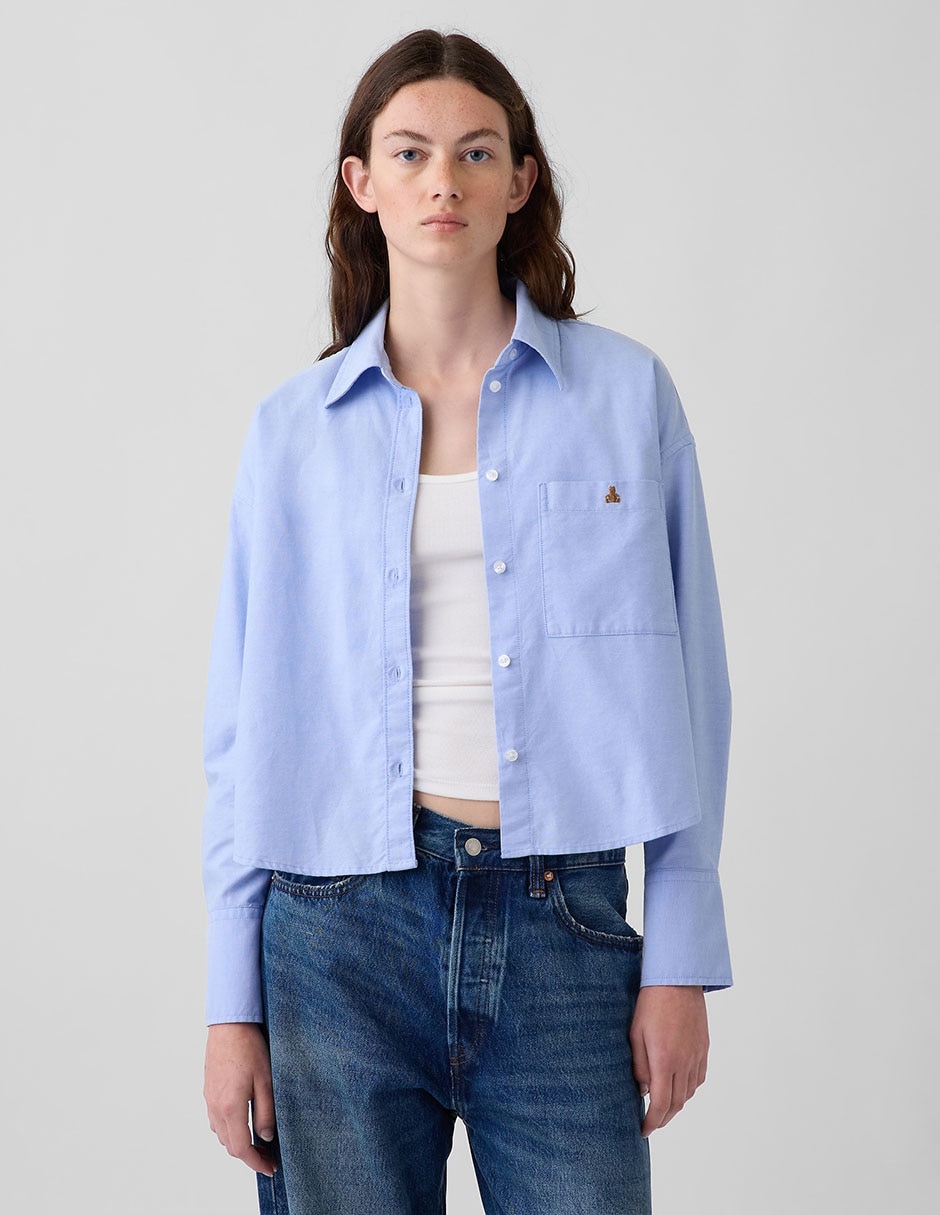 Sobrecamisa de algodón manga larga para mujer