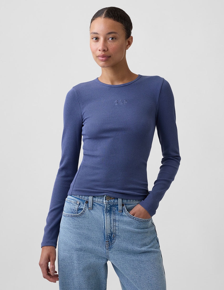 Playera manga larga cuello redondo para mujer Playera manga larga cuello redondo para mujer