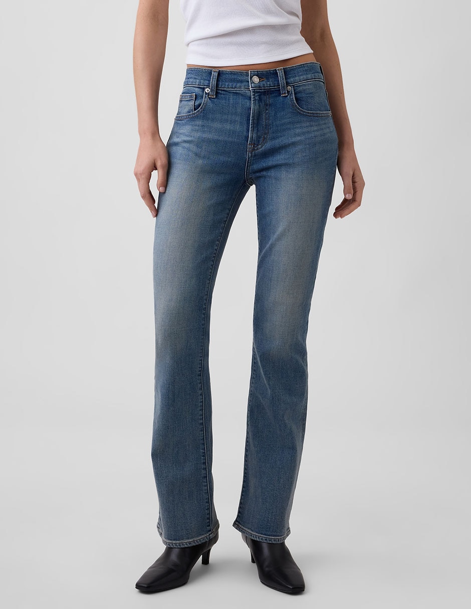Jeans amplio corte media cintura para mujer 6