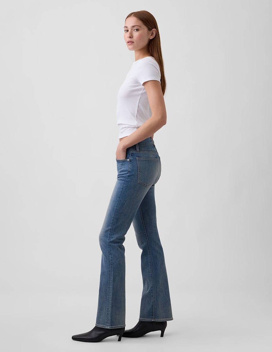 Jeans amplio corte media cintura para mujer 5