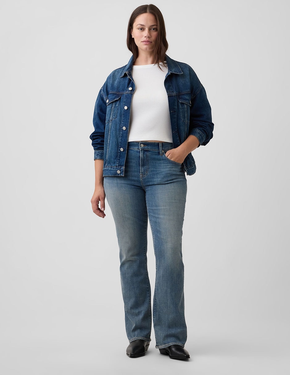 Jeans amplio corte media cintura para mujer 2