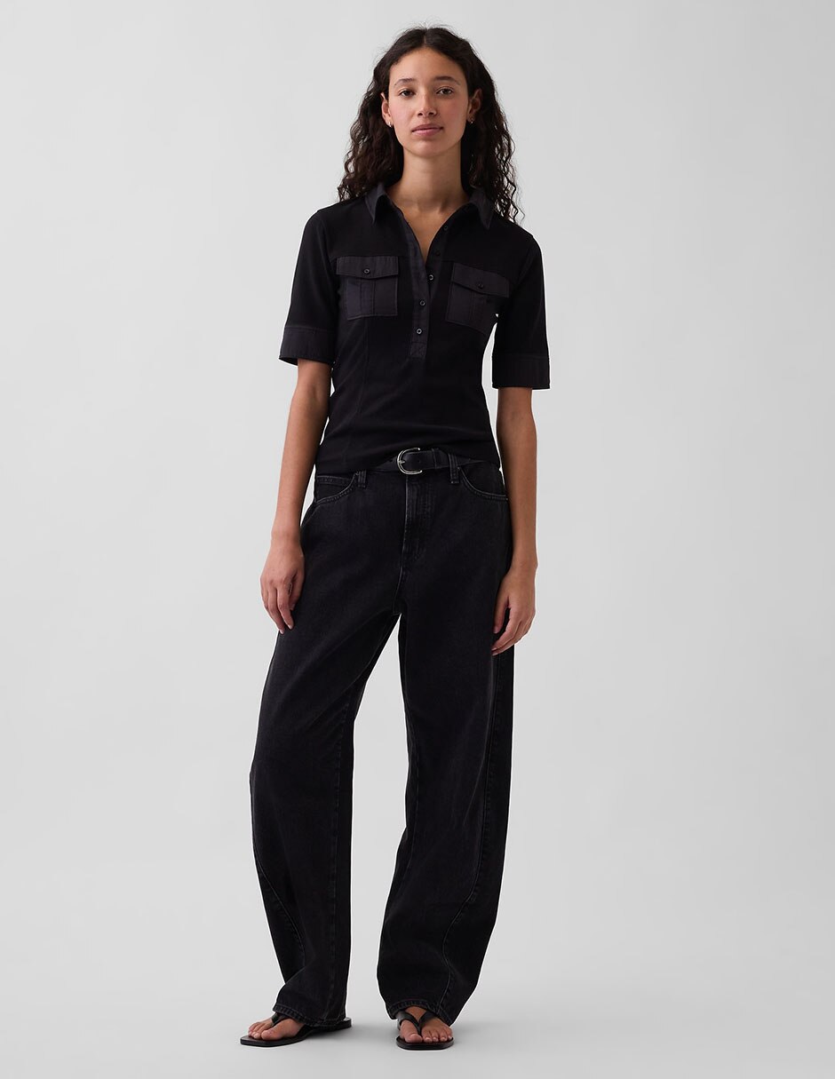 Blusa camisera manga corta para mujer 5