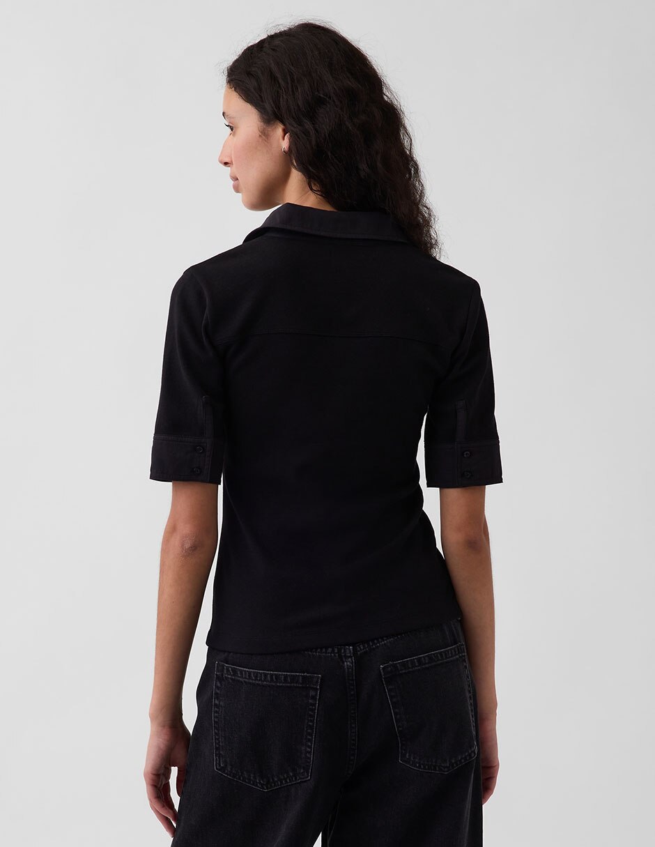 Blusa camisera manga corta para mujer 4