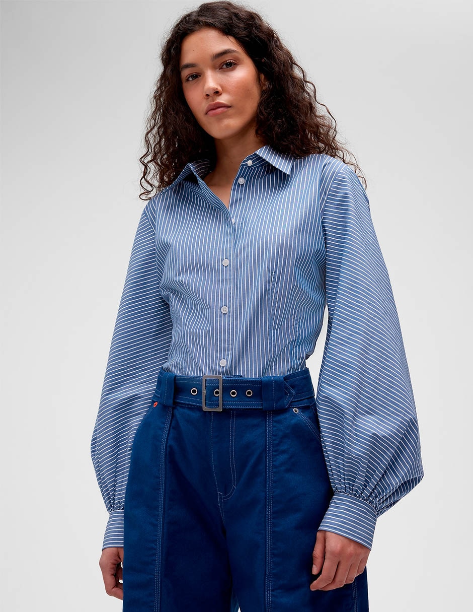 Gap Studio Camisa Ajustada de Popelina