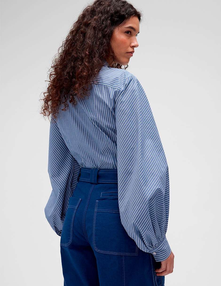 Gap Studio Camisa Ajustada de Popelina
