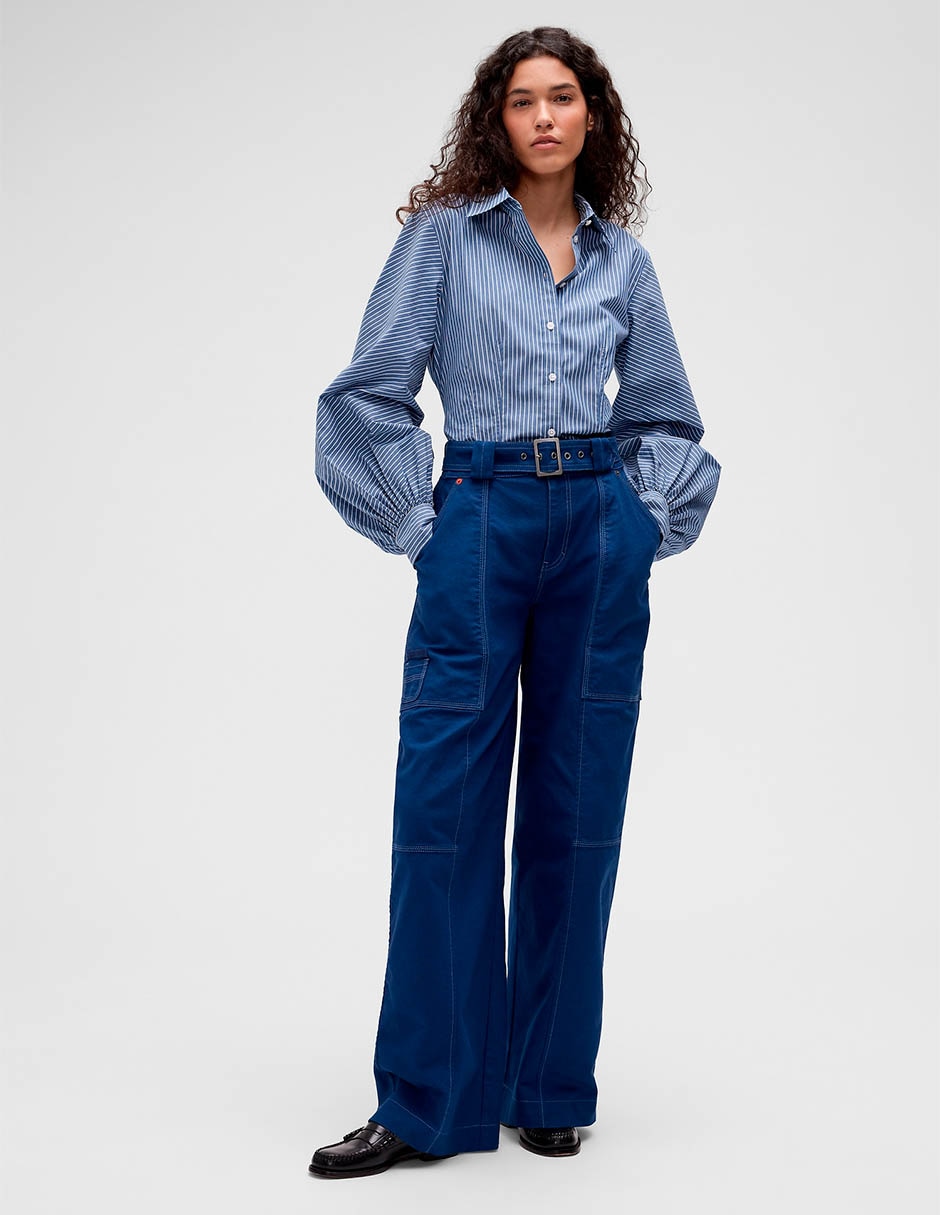 Gap Studio Camisa Ajustada de Popelina
