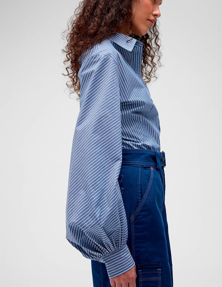 Gap Studio Camisa Ajustada de Popelina