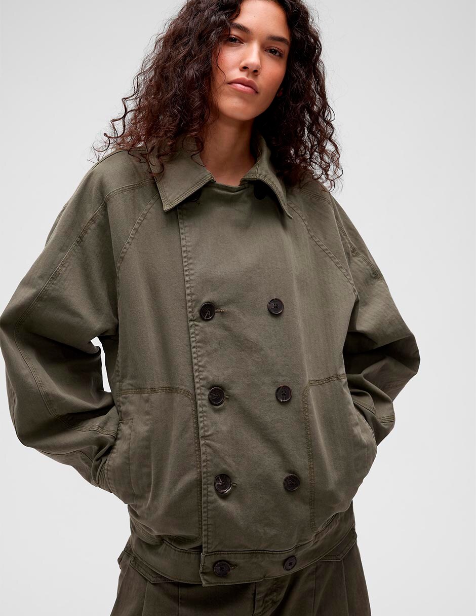 Gap Studio Chamarra Herringbone Cruzada