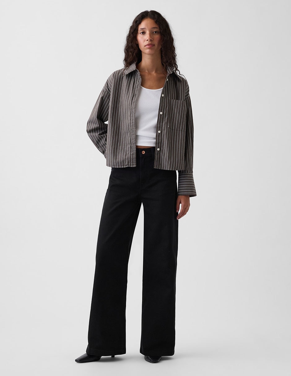 Jeans wide leg corte cintura alta para mujer