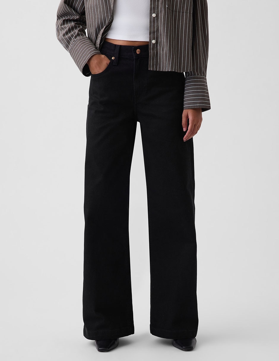 Jeans wide leg corte cintura alta para mujer 5