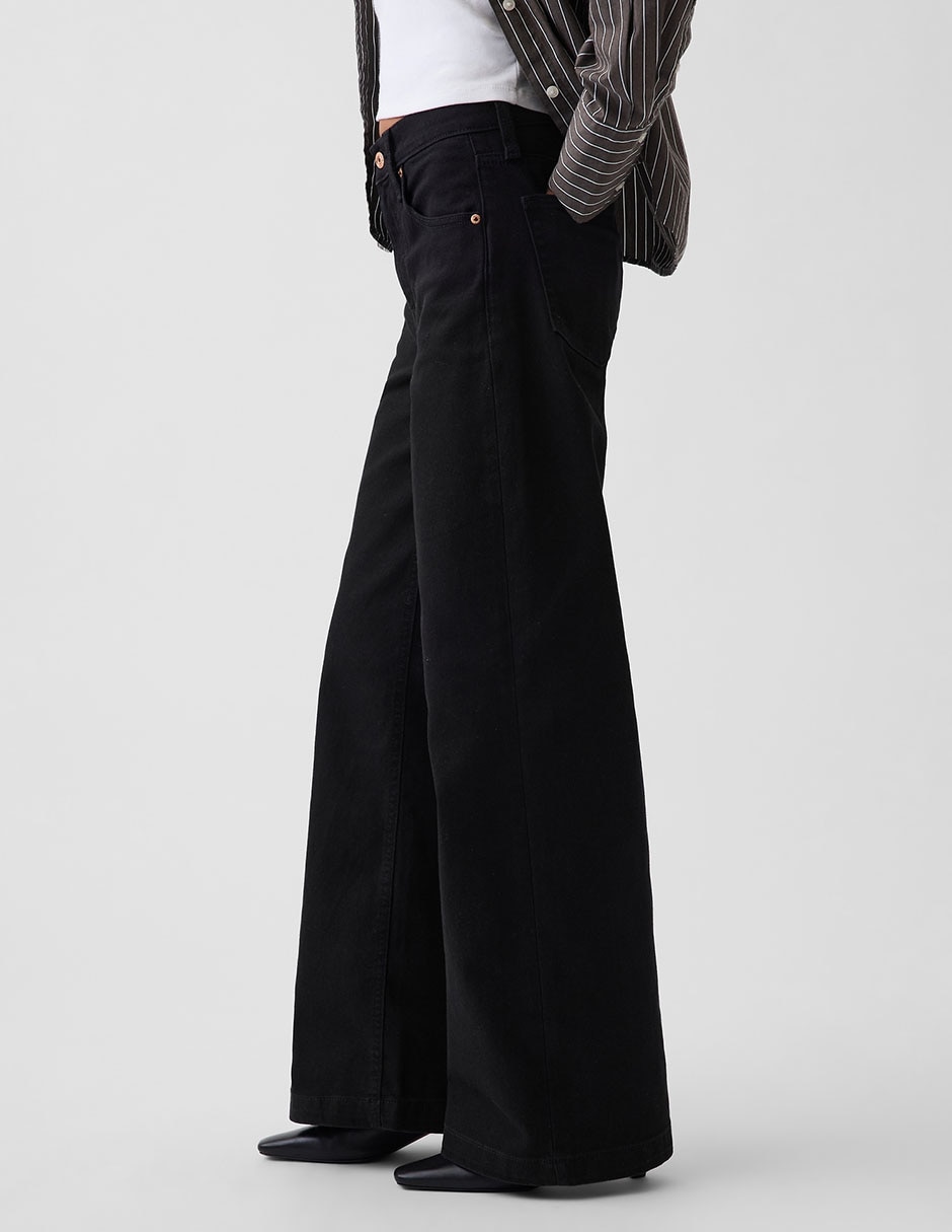 Jeans wide leg corte cintura alta para mujer 4
