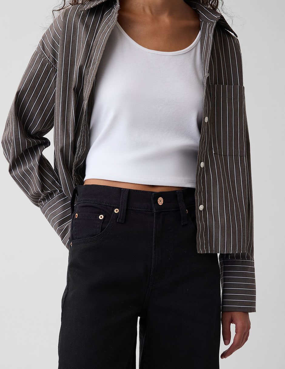 Jeans wide leg corte cintura alta para mujer 2