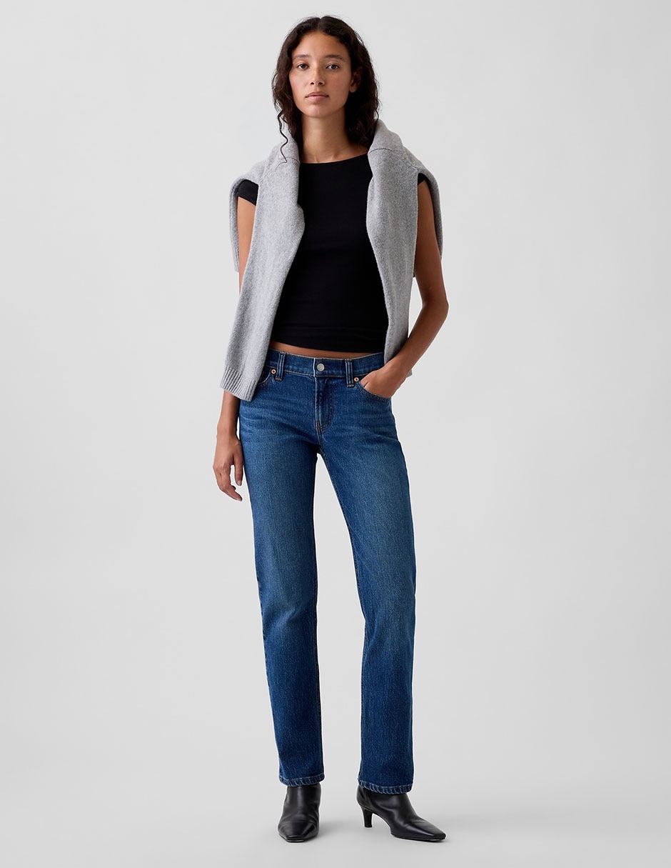 Jeans straight a la cadera para mujer