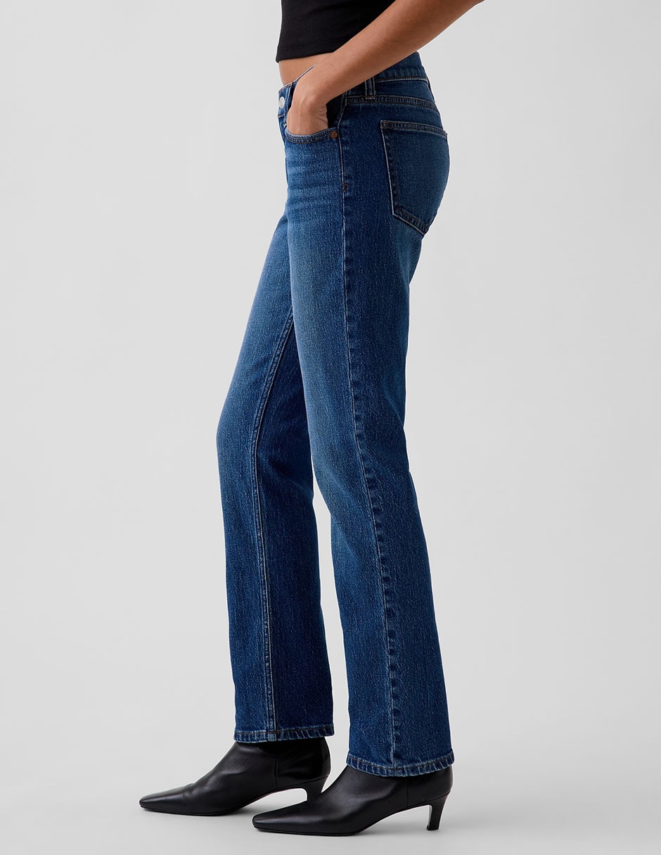 Jeans straight a la cadera para mujer 3