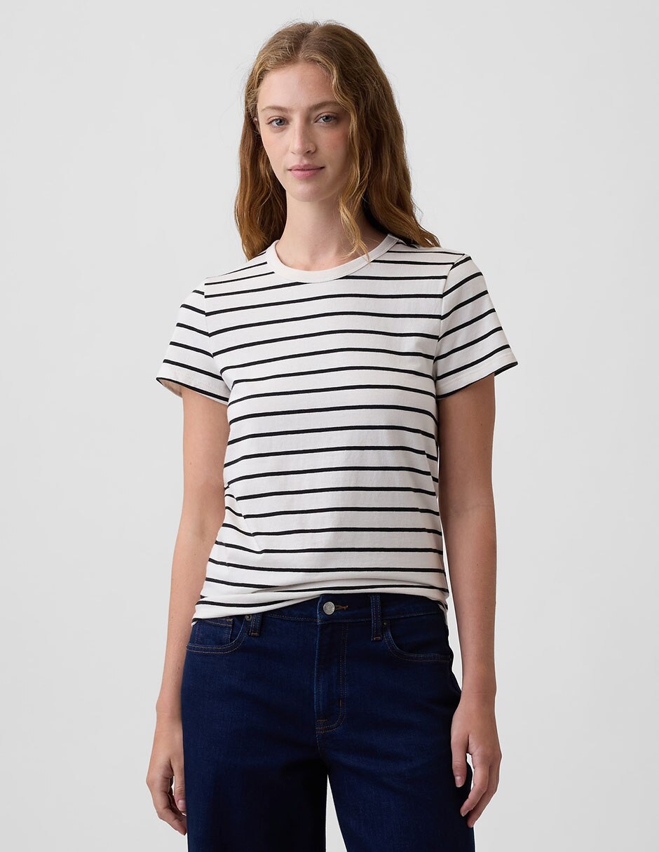Playera manga corta cuello redondo para mujer